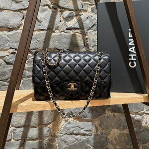 Chanel Black Lambskin GHW Jumbo Classic Double Flap Bag
